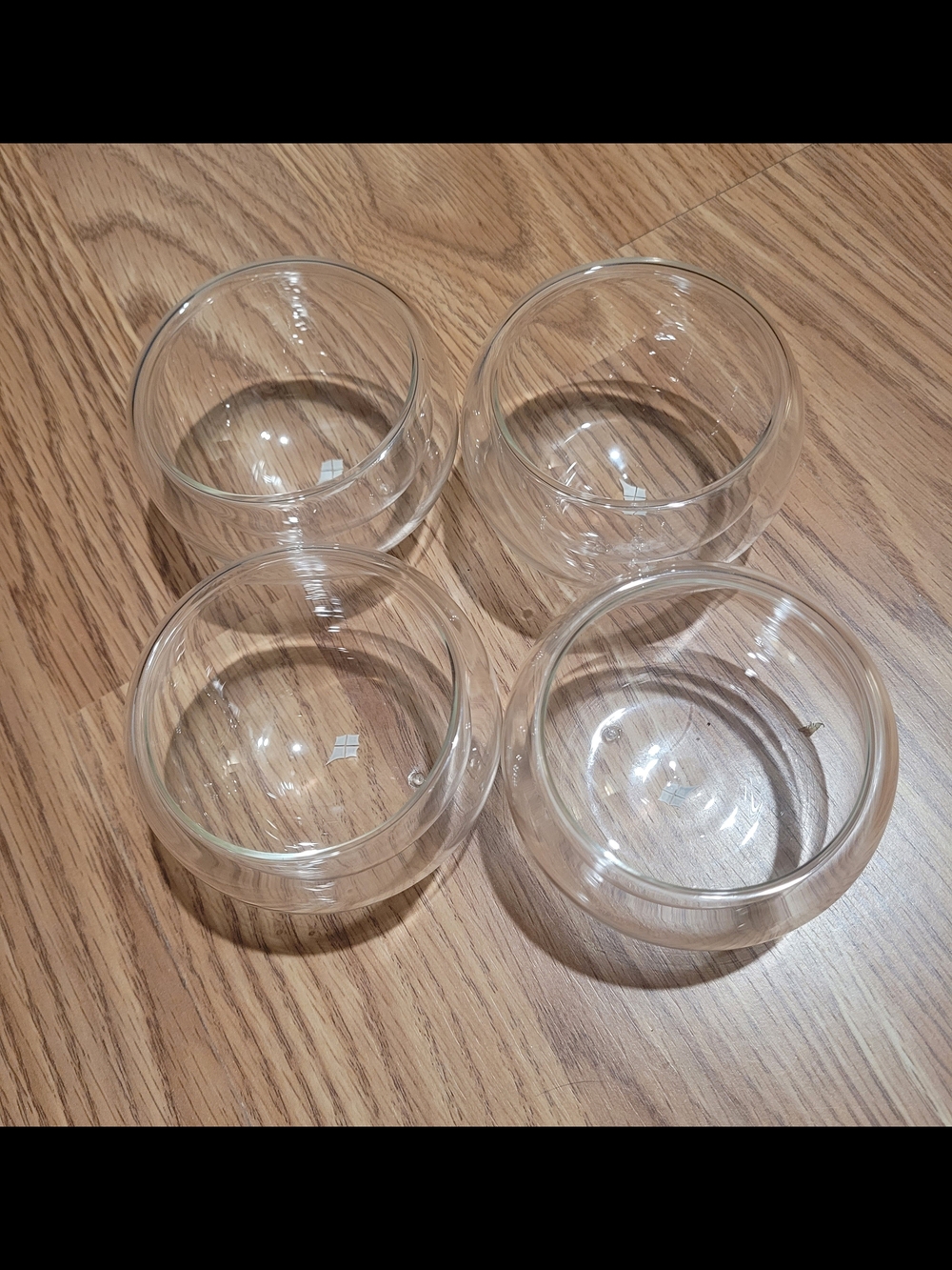 Clear Glass Double-Walled Teacups - Set of 4